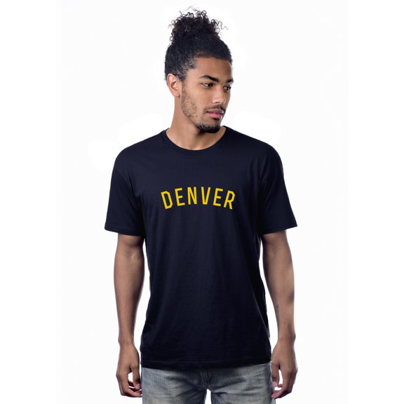 Daxton Premium Basic Crew Neck Short Sleeve Tshirt Cities Denver  Letter - Navy Gold-XX-Large