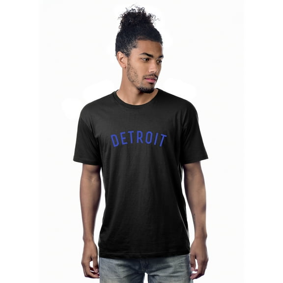 Daxton Premium Basic Crew Neck Short Sleeve Tshirt Cities Detroit Letter - Black Royal-XXX-Large