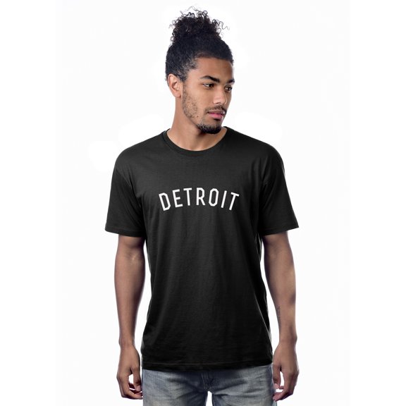 Daxton Premium Basic Crew Neck Short Sleeve Tshirt Cities Detroit Letter - Black White-XX-Large