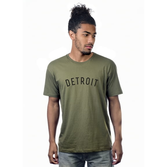 Daxton Premium Basic Crew Neck Short Sleeve Tshirt Cities Detroit  Letter - Olive Black-Small