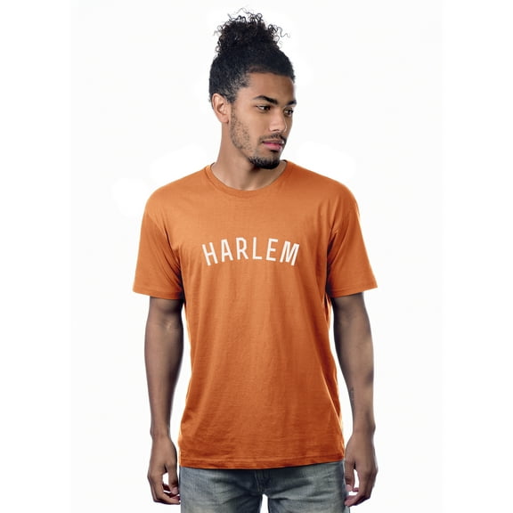 Daxton Premium Basic Crew Neck Short Sleeve Tshirt Cities Harlem Letter - Orange White-Small