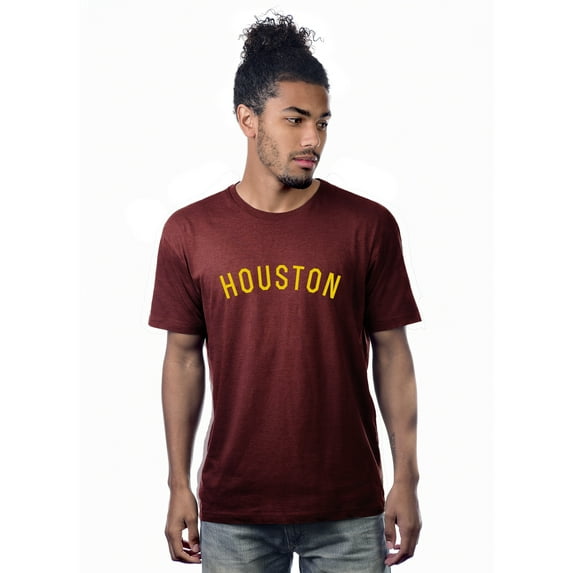 Daxton Premium Basic Crew Neck Short Sleeve Tshirt Cities Houston Letter - CherryHth Gold-X-Small