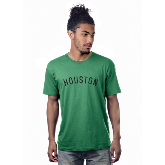Daxton Premium Basic Crew Neck Short Sleeve Tshirt Cities Houston Letter - Kelly Black-Medium