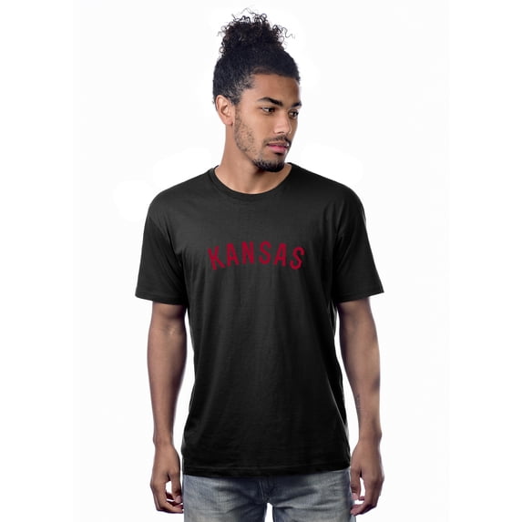 Daxton Premium Basic Crew Neck Short Sleeve Tshirt Cities Kansas Letter - Black Red-X-Large