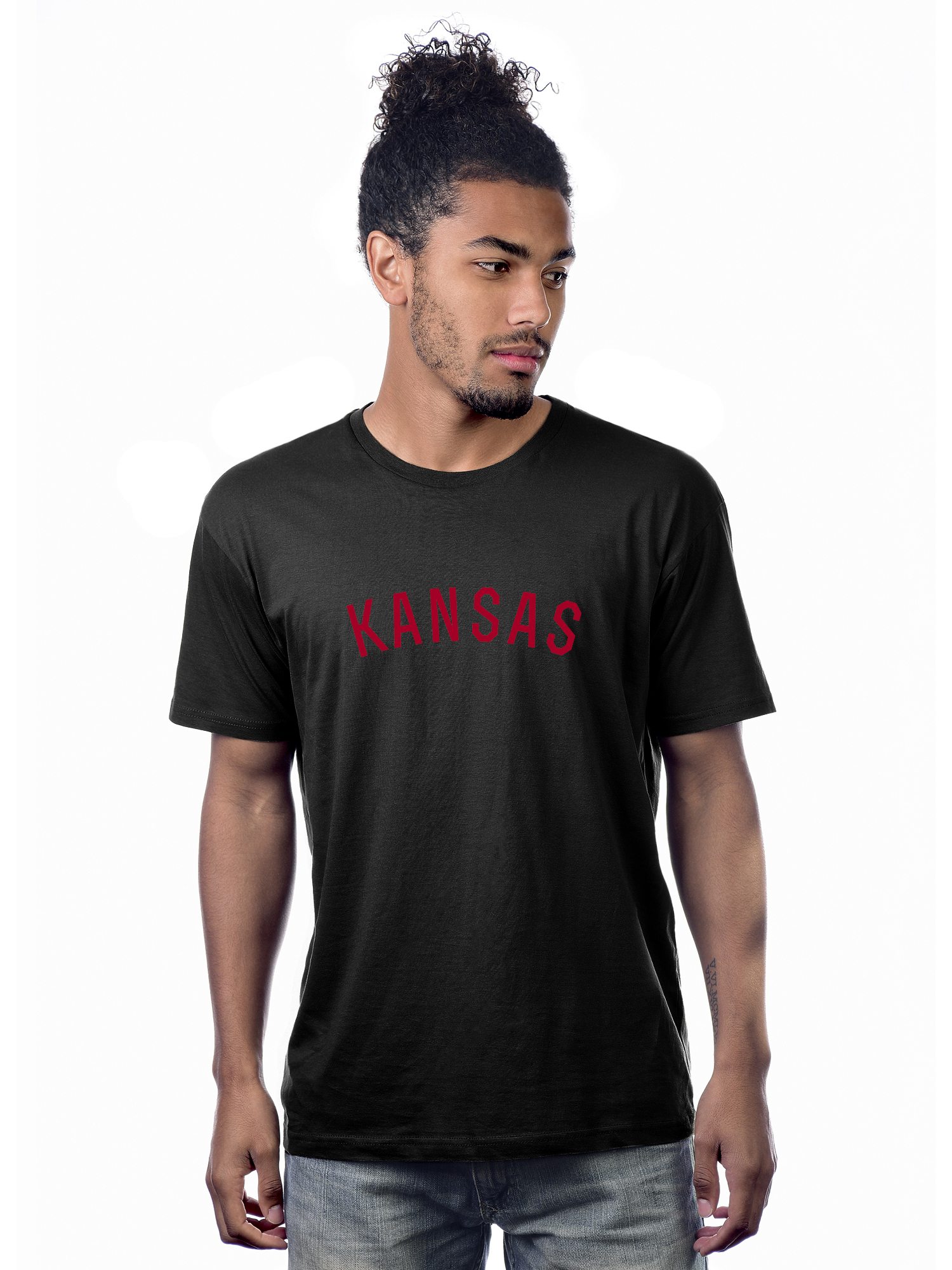 Daxton Premium Basic Crew Neck Short Sleeve Tshirt Cities Kansas  Letter - Black Red-X-Small - image 1 of 2