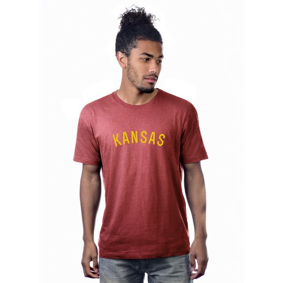 Daxton Premium Basic Crew Neck Short Sleeve Tshirt Cities Kansas  Letter - HthRed Gold-XX-Large
