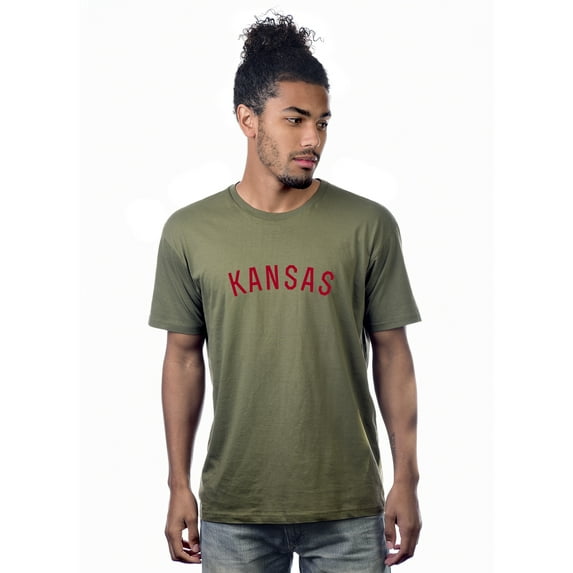 Daxton Premium Basic Crew Neck Short Sleeve Tshirt Cities Kansas Letter - Olive Red-XXX-Large