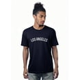 thumbnail image 1 of Daxton Premium Basic Crew Neck Short Sleeve Tshirt Cities Los Angeles  Letter  -Navy White-Small, 1 of 2