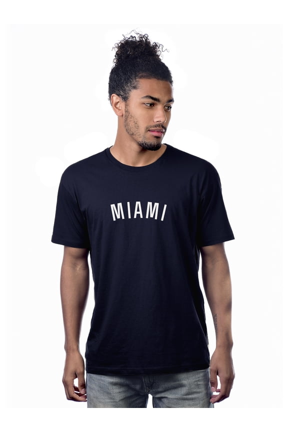 Daxton Premium Basic Crew Neck Short Sleeve Tshirt Cities Miami Letter - Navy White-X-Large