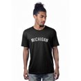 thumbnail image 1 of Daxton Premium Basic Crew Neck Short Sleeve Tshirt Cities Michigan  Letter - Black White-XX-Large, 1 of 2