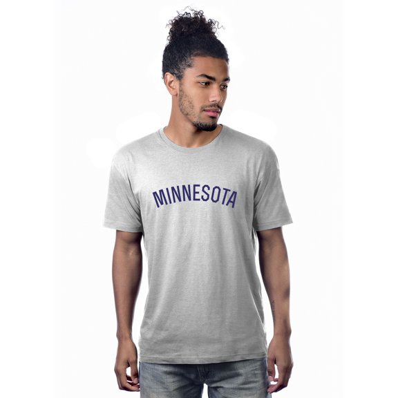 Daxton Premium Basic Crew Neck Short Sleeve Tshirt Cities Minnesota Letter - HthGrey Navy-X-Large