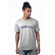 Daxton Premium Basic Crew Neck Short Sleeve Tshirt Cities Minnesota Letter - HthGrey Navy--Large