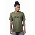 thumbnail image 1 of Daxton Premium Basic Crew Neck Short Sleeve Tshirt Cities Nashville  Letter - Olive Black-Medium, 1 of 2