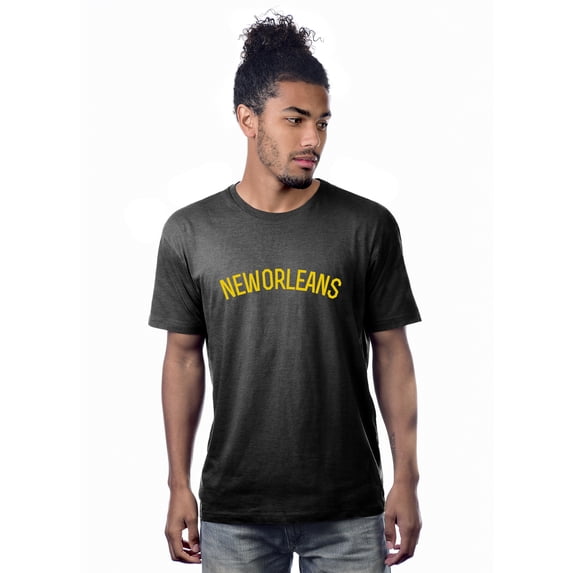 Daxton Premium Basic Crew Neck Short Sleeve Tshirt Cities New Orleans Letter - HthCharcoal Gold-Small