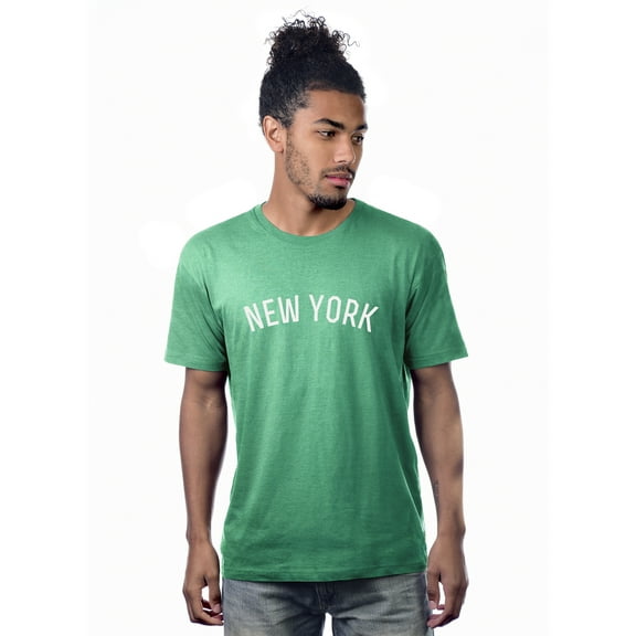 Daxton Premium Basic Crew Neck Short Sleeve Tshirt Cities New York Letter - HthGreen White-X-Small