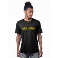 thumbnail image 1 of Daxton Premium Basic Crew Neck Short Sleeve Tshirt Cities Oakland  Letter - Black Gold-Small, 1 of 2