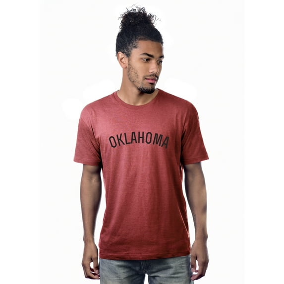 Daxton Premium Basic Crew Neck Short Sleeve Tshirt Cities Oklahoma Letter - HthRed Black-Large