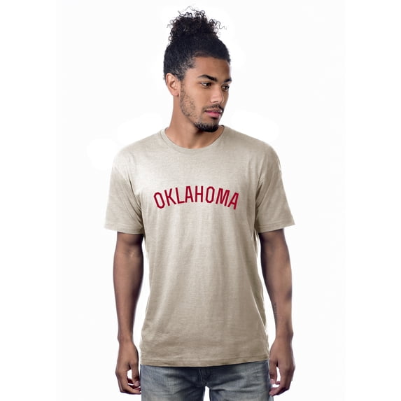 Daxton Premium Basic Crew Neck Short Sleeve Tshirt Cities Oklahoma Letter - Oat Red-Large