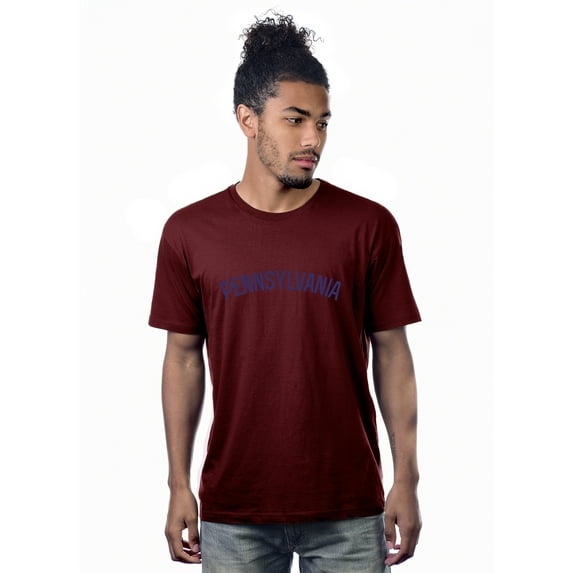 Daxton Premium Basic Crew Neck Short Sleeve Tshirt Cities Pennsylvania Letter - Burgundy Navy-XX-Large