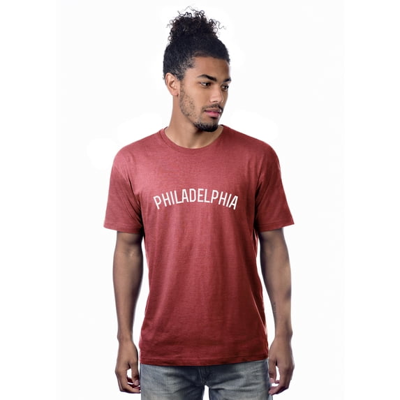 Daxton Premium Basic Crew Neck Short Sleeve Tshirt Cities Philadelphia Letter - HthRed White-XXX-Large