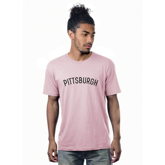 Daxton Premium Basic Crew Neck Short Sleeve Tshirt Cities Pittsburgh Letter - Pink Black-Large