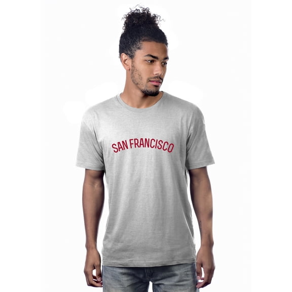 Daxton Premium Basic Crew Neck Short Sleeve Tshirt Cities San Francisco Letter - HthGrey Red-X-Large
