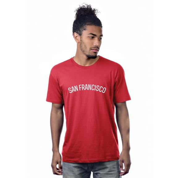 Daxton Premium Basic Crew Neck Short Sleeve Tshirt Cities San Francisco Letter - Red White-X-Large