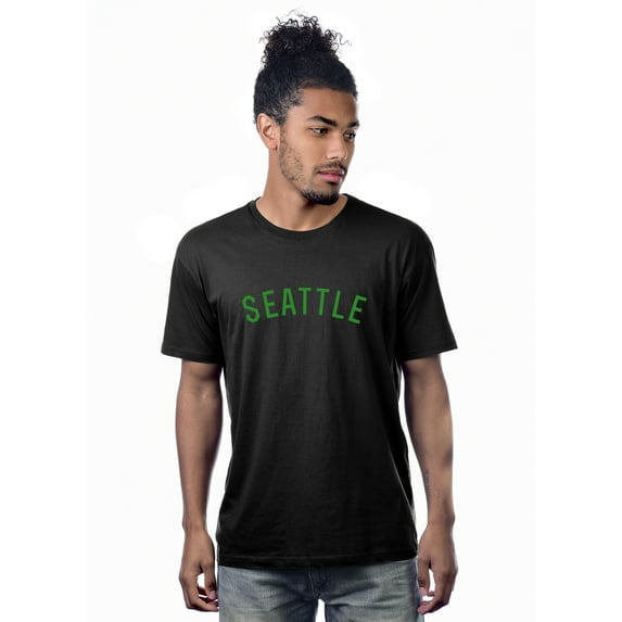 Daxton Premium Basic Crew Neck Short Sleeve Tshirt Cities Seattle Letter - Black Green-X-Large
