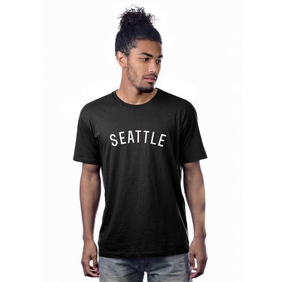 Daxton Premium Basic Crew Neck Short Sleeve Tshirt Cities Seattle Letter - Black White-XX-Large