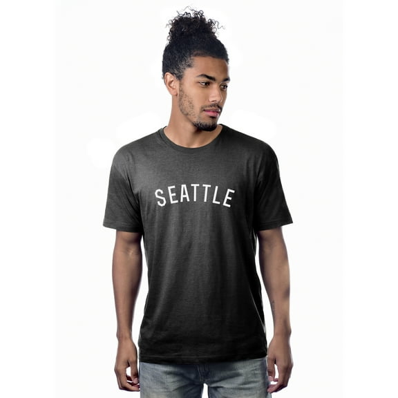 Daxton Premium Basic Crew Neck Short Sleeve Tshirt Cities Seattle Letter - HthCharcoal White-X-Large