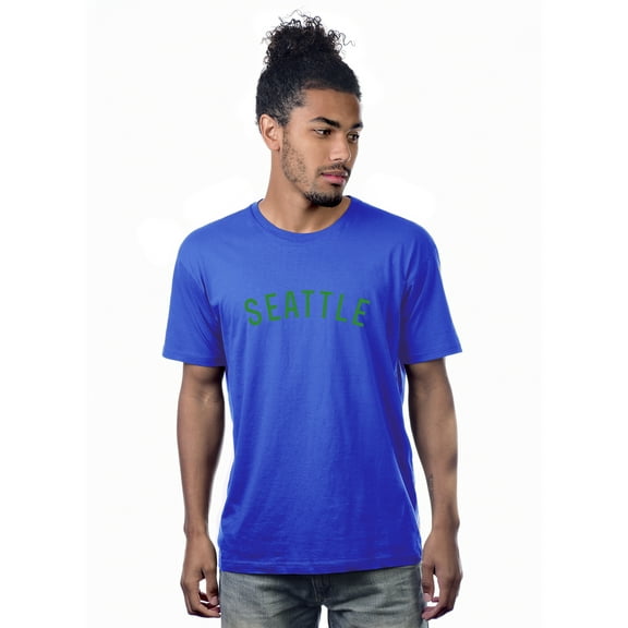 Daxton Premium Basic Crew Neck Short Sleeve Tshirt Cities Seattle  Letter - Royal Green-Medium