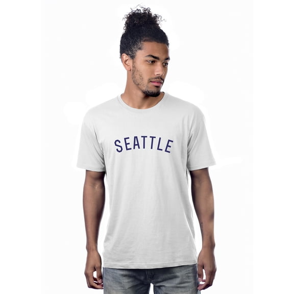 Daxton Premium Basic Crew Neck Short Sleeve Tshirt Cities Seattle Letter - White Navy-X-Large