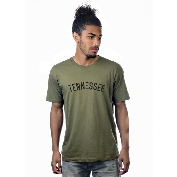 Daxton Premium Basic Crew Neck Short Sleeve Tshirt Cities Tennessee Letter - Olive Black-Large