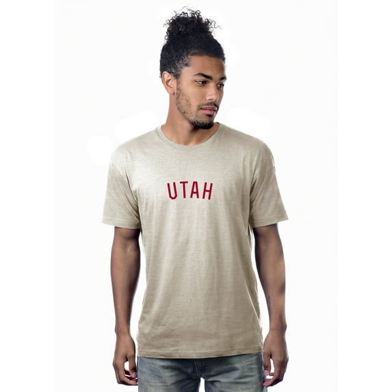 Daxton Premium Basic Crew Neck Short Sleeve Tshirt Cities Utah Letter - Oat Red-Large