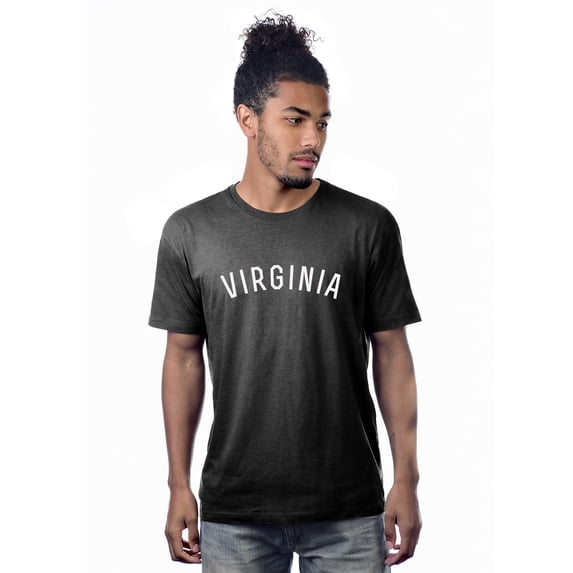 Daxton Premium Basic Crew Neck Short Sleeve Tshirt Cities Virginia Letter - HthCharcoal White-Large