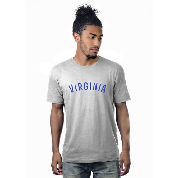 Daxton Premium Basic Crew Neck Short Sleeve Tshirt Cities Virginia Letter - HthGrey Royal-XXX-Large
