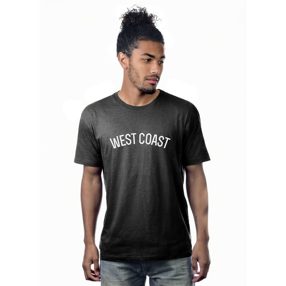 Daxton Premium Basic Crew Neck Short Sleeve Tshirt Cities West Coast Letter - HthCharcoal White-Large