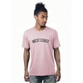 thumbnail image 1 of Daxton Premium Basic Crew Neck Short Sleeve Tshirt Cities West Coast  Letter - Pink Black-Small, 1 of 2