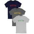 thumbnail image 1 of Daxton Premium Boston Nation Tshirt Short Sleeves Crew Neck Cotton Tee, 3Pk Navy Red, Dk Gray Gold, Hgray Green, Large, 1 of 5