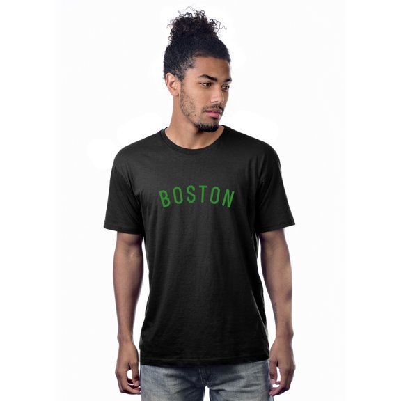 Daxton Premium Boston Nation Tshirt Short Sleeves Crew Neck Cotton Tee, Black Green, Large