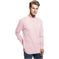 thumbnail image 1 of Daxton Premium Bronx Men Long Sleeves T Shirt Ultra Soft Medium Weight Cotton, Light Pink Tee White Letters Small, 1 of 3