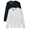 thumbnail image 1 of Daxton Premium California Men Long Sleeves T Shirt Ultra Soft Medium Weight Cotton, 2Pk Black White White Black XS, 1 of 6