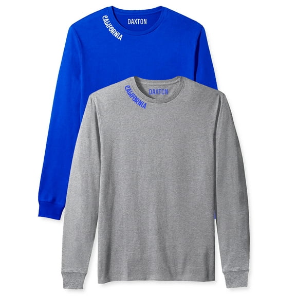 Daxton Premium California Men Long Sleeves T Shirt Ultra Soft Medium Weight Cotton, 2Pk Royal White Hgry Royal 3XL