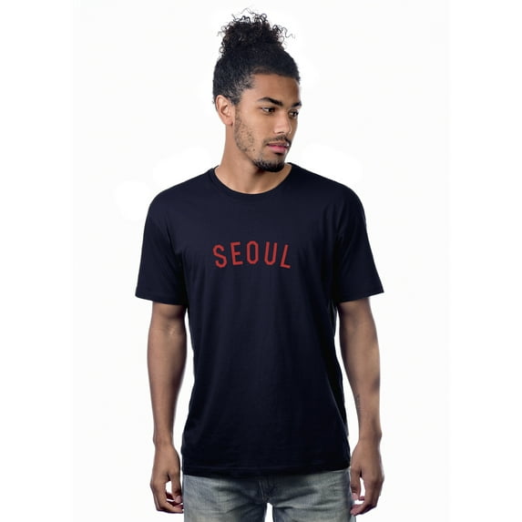 Daxton Premium Casual Basic Crew Neck Short Sleeve Seoul Tee Navy Red,2XL