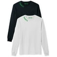 thumbnail image 1 of Daxton Premium Charlotte Men Long Sleeves T Shirt Ultra Soft Medium Weight Cotton, 2Pk Black Green White Green  XS, 1 of 6