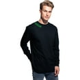 thumbnail image 1 of Daxton Premium Cleveland Men Long Sleeves T Shirt Ultra Soft Medium Weight Cotton, Black Tee Green Letters XS, 1 of 3