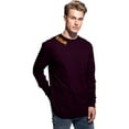 thumbnail image 1 of Daxton Premium Cleveland Men Long Sleeves T Shirt Ultra Soft Medium Weight Cotton, Wine Tee Gold Letters Small, 1 of 3