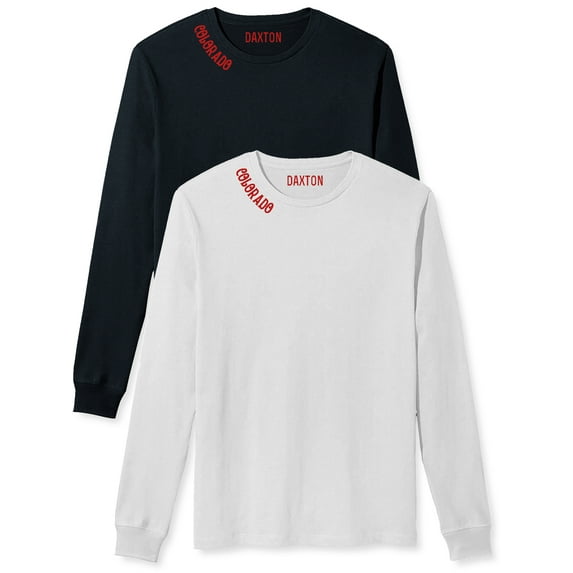 Daxton Premium Colorado Men Long Sleeves T Shirt Ultra Soft Medium Weight Cotton, 2Pk Black Red White Red 1XL