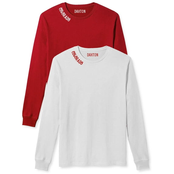 Daxton Premium Colorado Men Long Sleeves T Shirt Ultra Soft Medium Weight Cotton, 2Pk Red White White Red 1XL