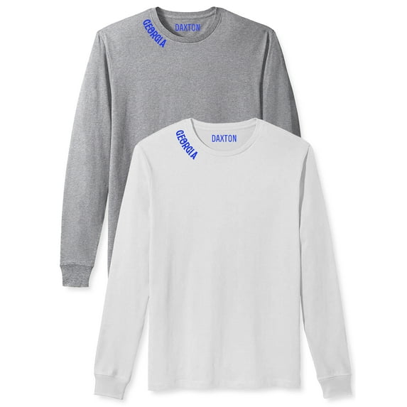 Daxton Premium Georgia Men Long Sleeves T Shirt Ultra Soft Medium Weight Cotton, 2Pk Hgray Royal White Royal 3XL